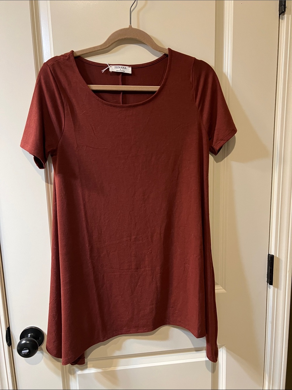 Zenana Outfitters Rust Short Sleeve Scoop Neck Tunic C300